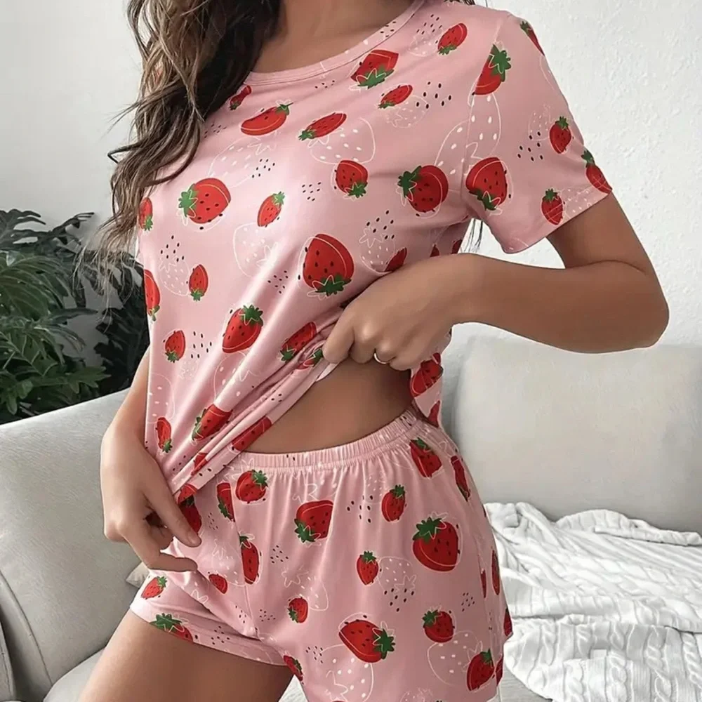 Strawberry Pink Pajama Set Size L